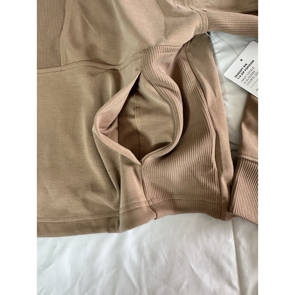 NWT Athleta Seasoft Rib 1/4 Zip Popover (tan) Size XL Brown Lightweight - Picture 4 of 11